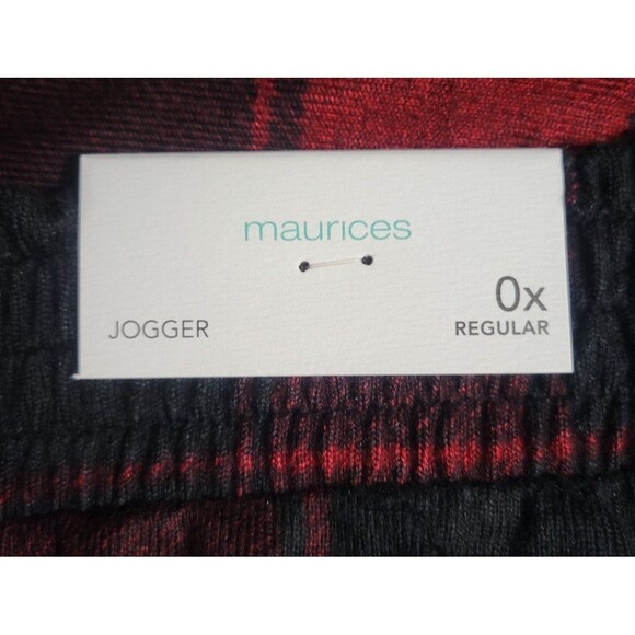 NWT Maurices Soft Jogger Pants Red Black Buffalo Plaid pull on Plus Size 0x - Picture 4 of 8